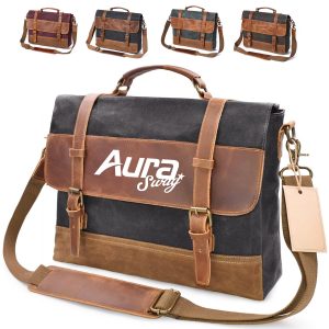 Vintage Canvas and Leatherette Messenger Bag for Business