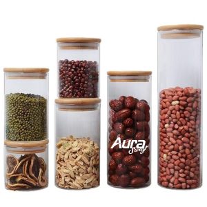 28Oz. Cylindrical Glass Storage Jar with Airtight Bamboo Lid