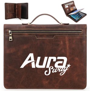 Executive Leather Briefcase Portfolio W/ Tablet Protection