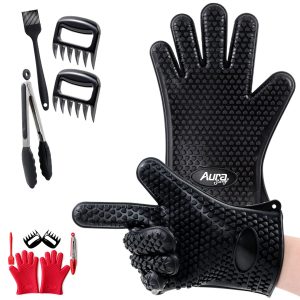 Premium 6-Piece BBQ Tool Set with Silicone Gloves