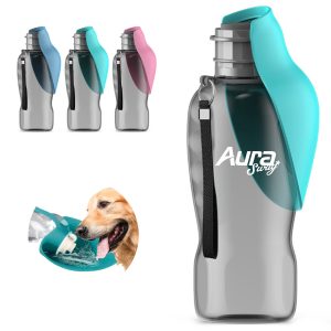 Portable Pet Water Bottle with Integrated Trough