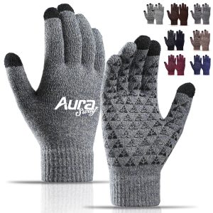 Knit Touchscreen Gloves with Anti-Slip Grip for Winter Tech