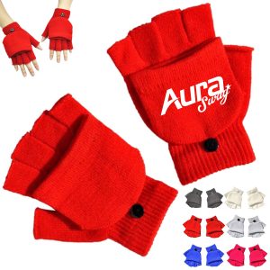 Convertible Knit Mittens Gloves with Flip Top