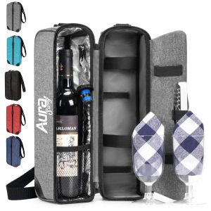 Oxford Insulated Wine Tote Cooler with Strap