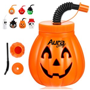Halloween Themed Plastic Cups with Straw