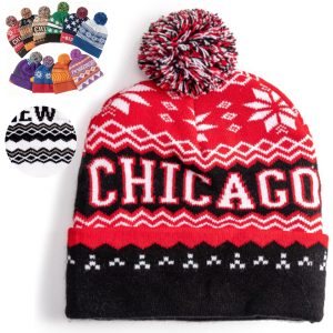 Custom Jacquard Knit Beanie with Pom Pom