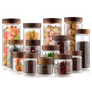 Glass Storage Jars with Wooden Lid Airtight Containers