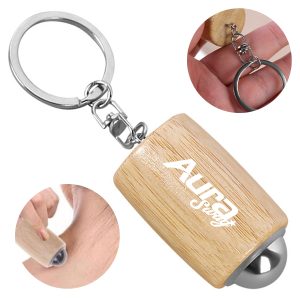 Bamboo Stainless Steel Massage Ball Keychain