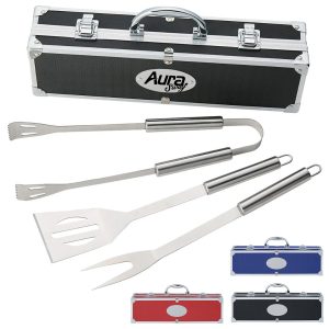 Stainless Steel BBQ Grill Tool Set  Aluminum Storage Case