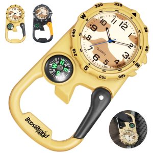 Multi-Tool Carabiner Watch with Compass and Bottle Opener