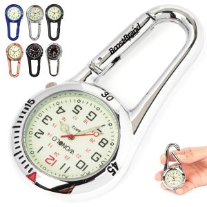 Outdoor Carabiner Watch with Luminous Dial & Safety Clip