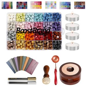 24 Color Wax Seal Stamp Kit with Spoon Warmer Candles