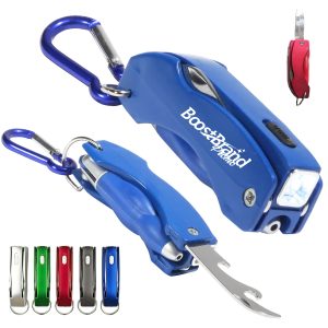 Compact Folding Tool Pen with Keychain Ring & LED Light