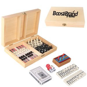 Classic Wooden Multi Games Chess Set w/ Playing Cards Dice