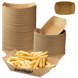 Disposable Kraft Paper Food Boat Serving Tray Snack Boxes
