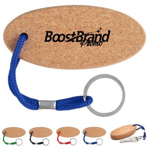 Custom Eco-Friendly Cork Floating Oval Keychain Tag