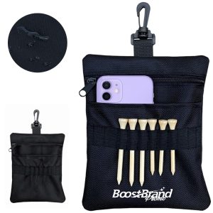 Custom Golf Accessory Ball Pouch Tee Bag with Clip & Pockets