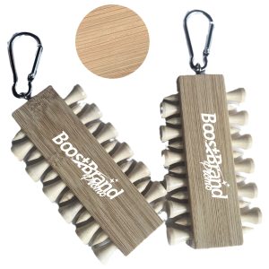 Portable Wooden Golf Tee Holder with Carabiner Clip
