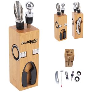 Bamboo Wine Opener and Accessory Set