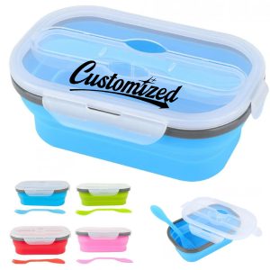 20Oz. Collapsible Silicone Lunch Box with Lid and Cutlery