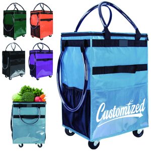 Foldable Rolling Tote Bag with Clear Display Panel