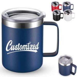 12Oz. Double Wall Insulated Coffee Mug with Handle and Lid