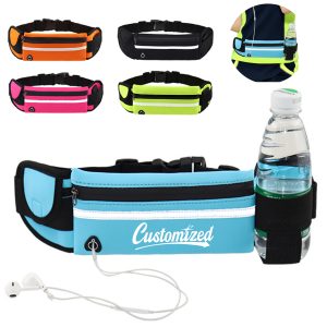 Running Waist Pack with Bottle Holder and Earphone Port