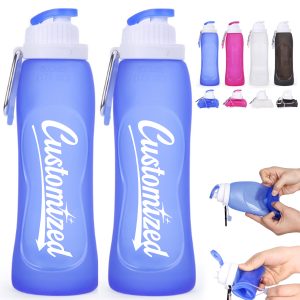 17Oz. Collapsible Water Bottle with Flip Top and Carabiner