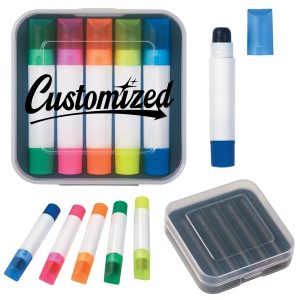5 Piece Highlighter Marker Set in Clear Case