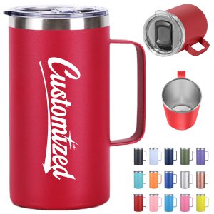 Double Wall Insulated Mugs with Handle and Lid Bottle