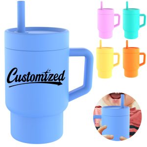 Silicone Tumbler with Handle and Straw Lid