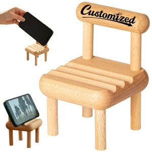 Mini Wooden Chair Phone Stand Desk Display Mobile Holeder