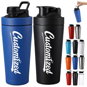 30Oz. Stainless Steel Shaker Bottle with Flip Lid and Handle