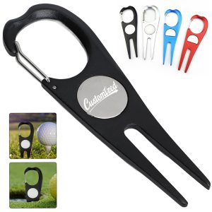 Golf Divot Tool with Bottle Opener and Carabiner Clip