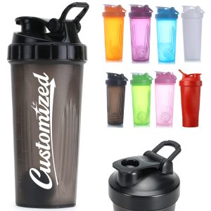 Sports Plastic Protein Shaker Bottle with Flip Top Lid