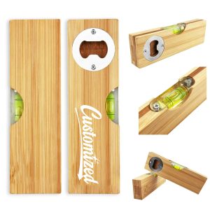 Bamboo Bottle Opener with Built-in Level