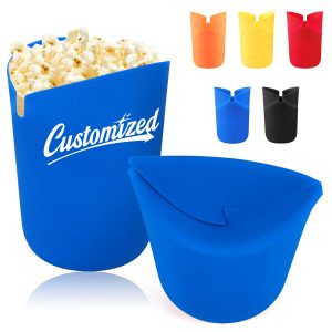 Silicone Popcorn Snack Cup with Logo and Easy-Grip Mouth