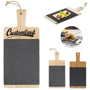 Bamboo and Slate Cheese Serving Board with Handle