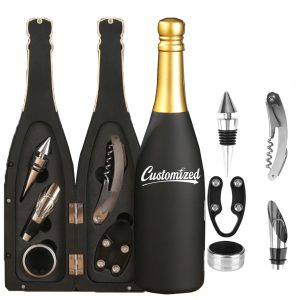 Champagne Bottle 5-Piece Wine Tool Set with Gift Case