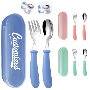 Kids Utensil Set with Spoon Fork and Case 3-Piece Set