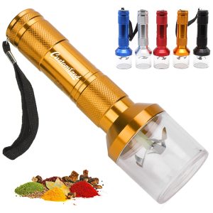 LED Flashlight Grinder Combo with Metal Body and Jar Base
