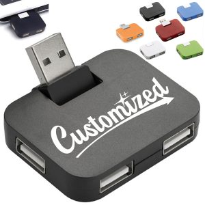 4-Port USB 2.0 Hub with Flip Connector and Compact Design