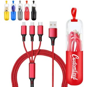 3-in-1 Charging Cable with Case USB to Type-C