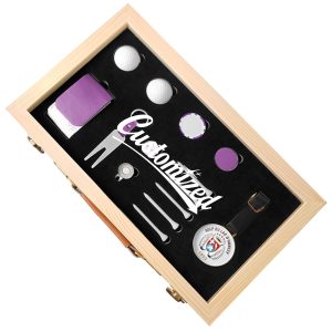 Premium Golf Accessory Gift Set in Wooden Case
