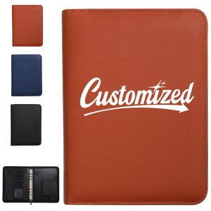 A5 Zippered PU Leather Business Notebook Organizer