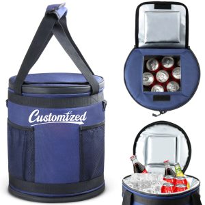 Custom Round Insulated Picnic Tote Cooler Bag with Handle