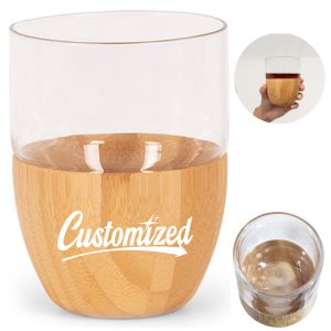 16oz. Glass Cup with Bamboo Base Custom Logo Gift Mugs