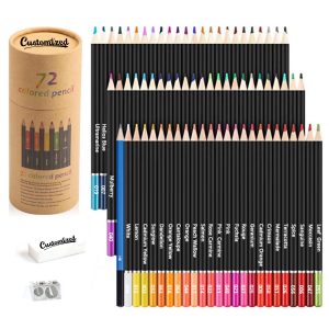 Wood 72 Color Artist Grade Colored Pencil Set with Sharpener