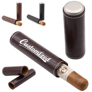 Portable Genuine Leather Single Cigar Travel Tube Case