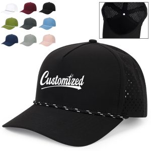 Quick-Dry Laser Cut Ventilated Sport Cap with Rope Trim